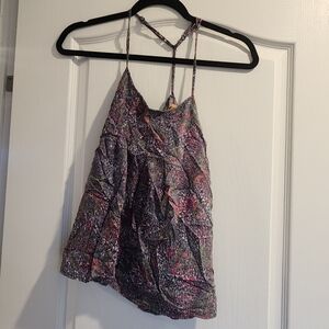 Mudd Pink and Black Strappy Blouse Size M Euc